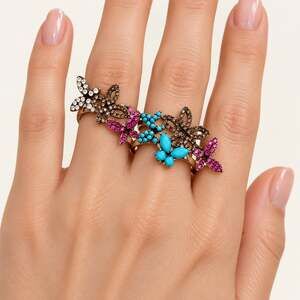 Unbranded Two Finger Butterfly Ring Size 7 Multicolor Crystal